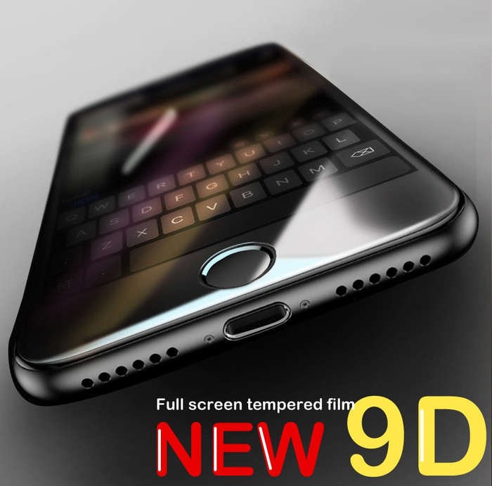 9D Curved Edge Full Cover Tempered Glass On The For iPhone 7 8 Plus S... - For iphone 8 Plus / Black