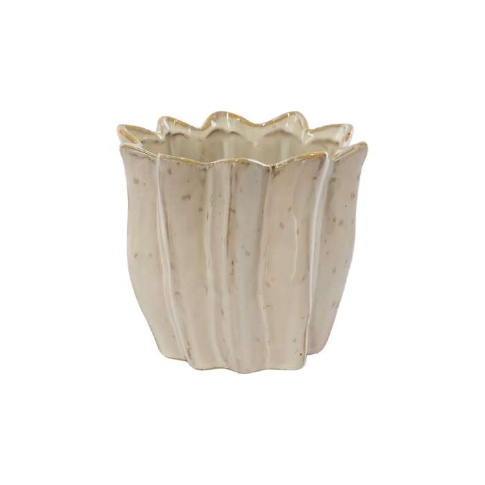 Beige Flared Ceramic Planter
