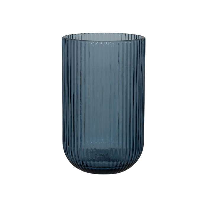 Blue Ribbed Glass Hi-Ball