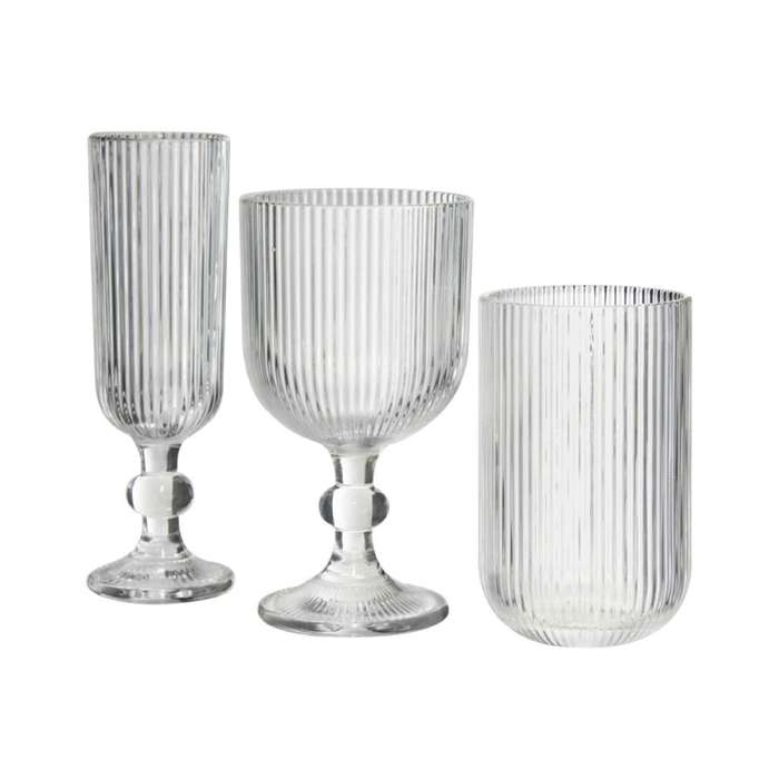 Clear Ribbed Glass Hi-Ball