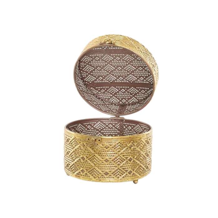 Gold Lattice Metal Trinket Box