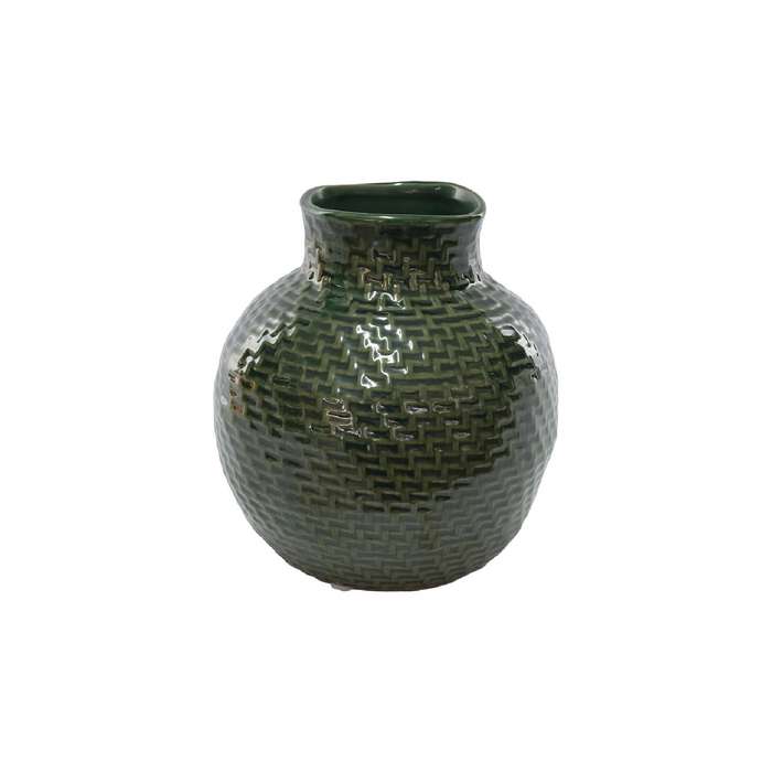 Green Weave Ceramic Vase
