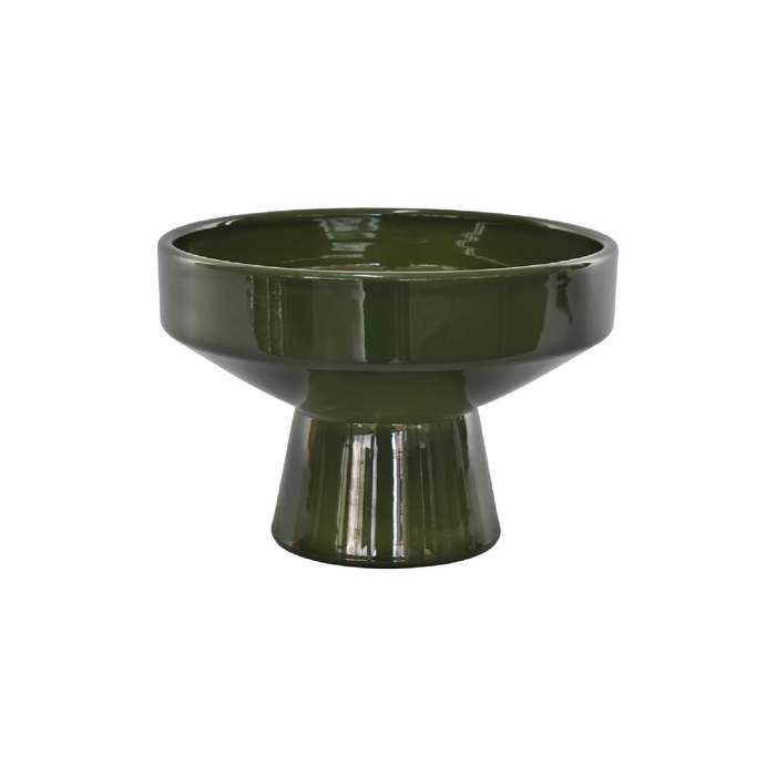 Olive Gloss Footed Bowl