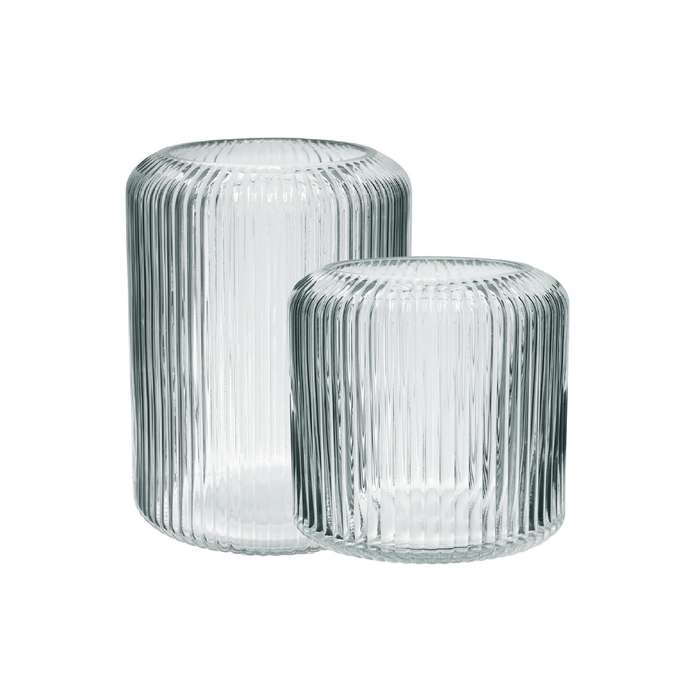 Ribbed Glass Cylinder Vase