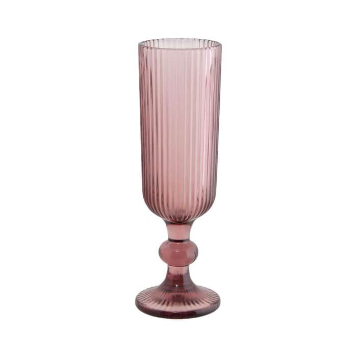 Ribbed Plum Champagne Glass