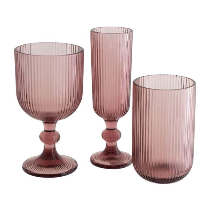 Ribbed Plum Glass Hi-Ball