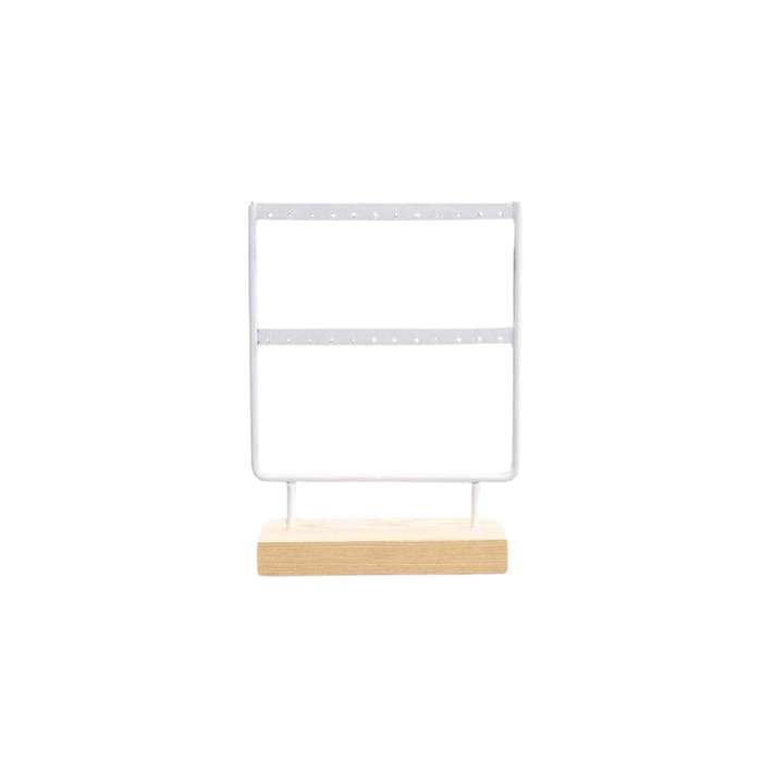 White & Natural Wood Earring Display