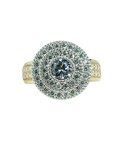 9ct Gold Brilliant Cut Double Halo Cubic Engagement Wedding Ring Size N 1604815