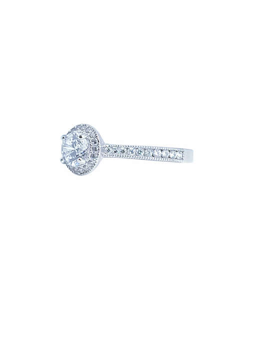 9ct White Gold Brilliant Cut Halo Cubic Engagement Wedding Ring Size N 1604825