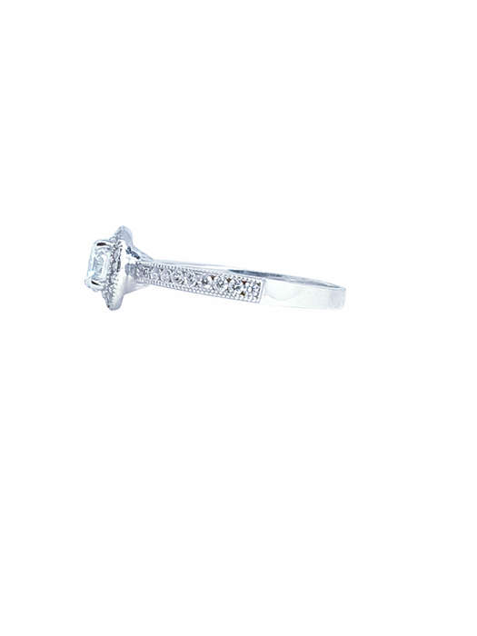 9ct White Gold Brilliant Cut Halo Cubic Engagement Wedding Ring Size N 1604825