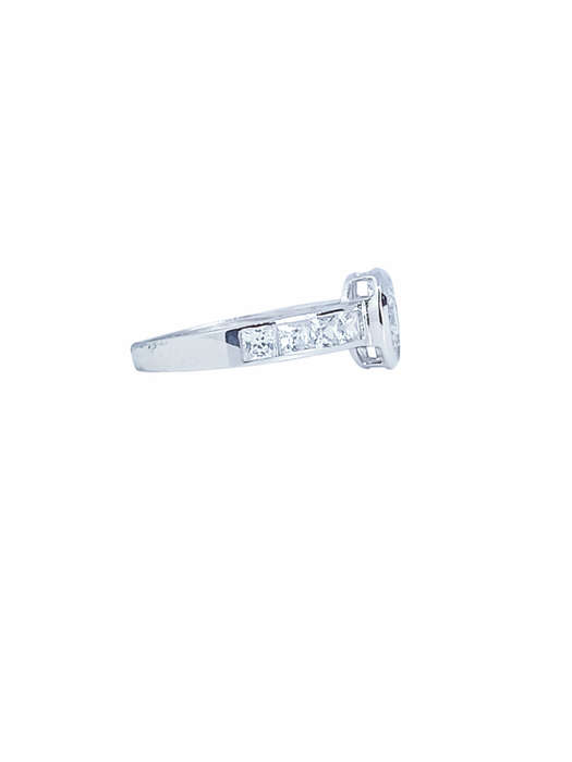 9ct White Gold Brilliant Cut Halo Cubic Engagement Wedding Ring Princess On Band Size M 1604864