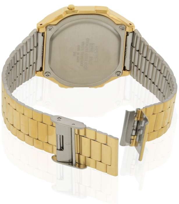 Casio Retro Digital Watch A168WG-9WDF Gold Dial On Gold Stainless Steel