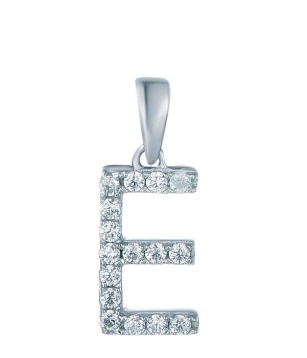 Sterling Silver Micro Set Letter E Pendant SP00020