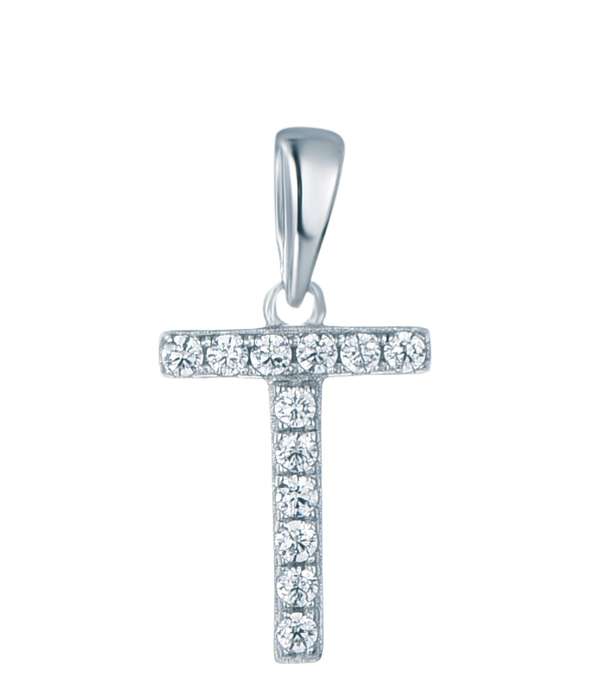 Sterling Silver Micro Set Letter T Pendant SP00035