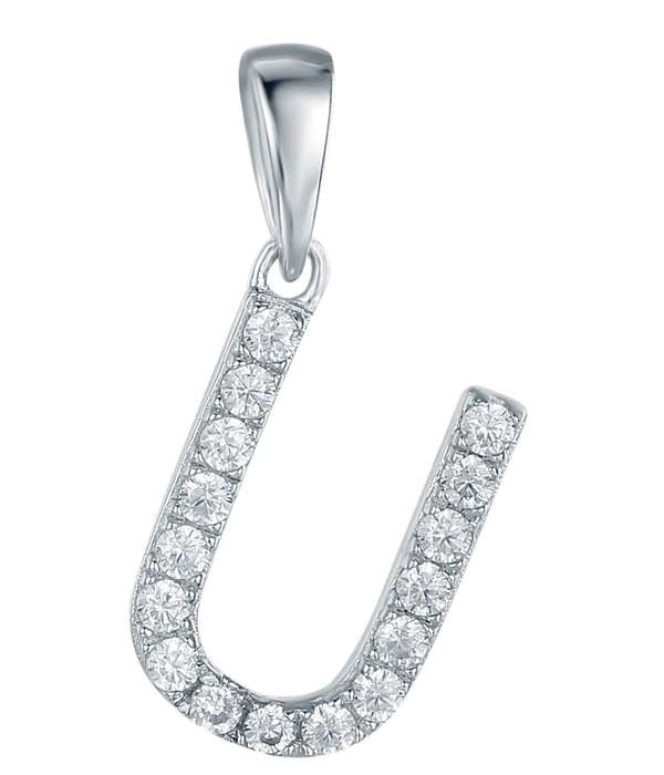 Sterling Silver Micro Set Letter U Pendant SP00036
