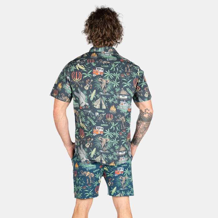 Men's Button Up Jungle Night Shirt