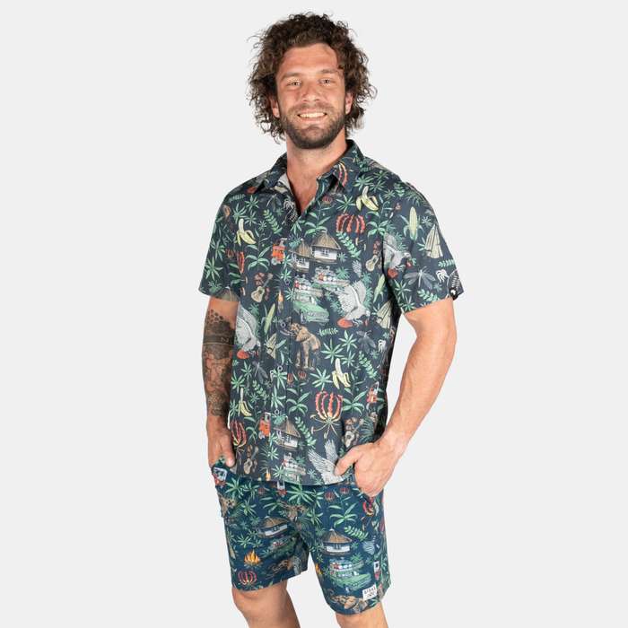 Men's Button Up Jungle Night Shirt
