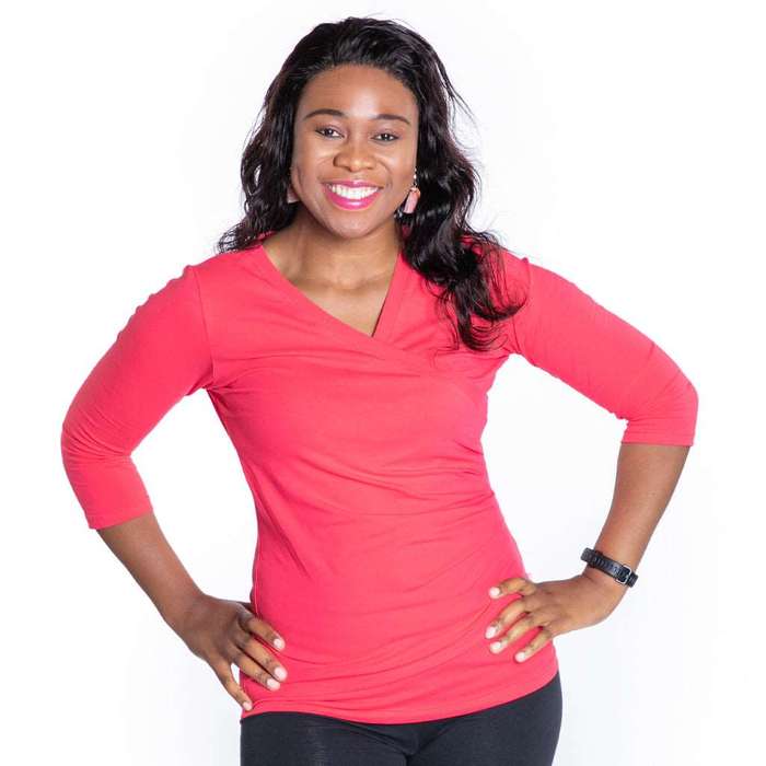Women's Cross Over 3/4 Sleeve V-Neck Top