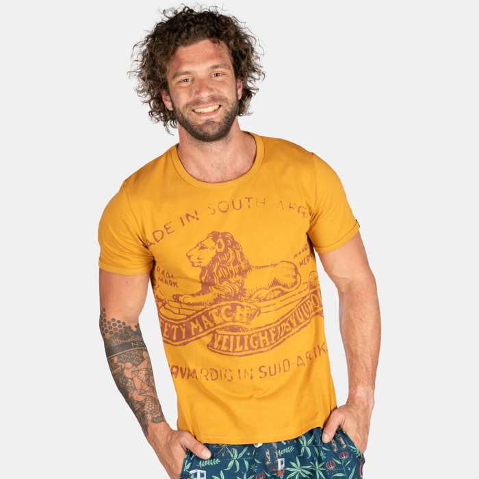 Men's Iconic Lion Matches New Design South Africa T-shirt With Crew Neck