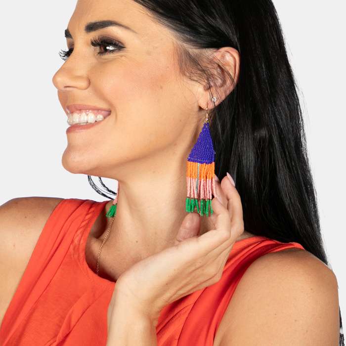 Beaded House Tassel Earrings