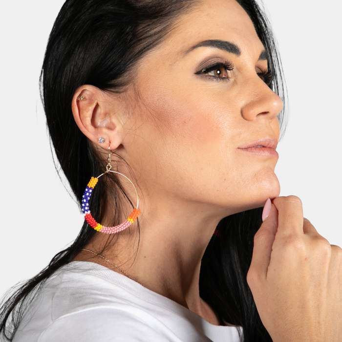 Merike Beaded Hoop Earrings