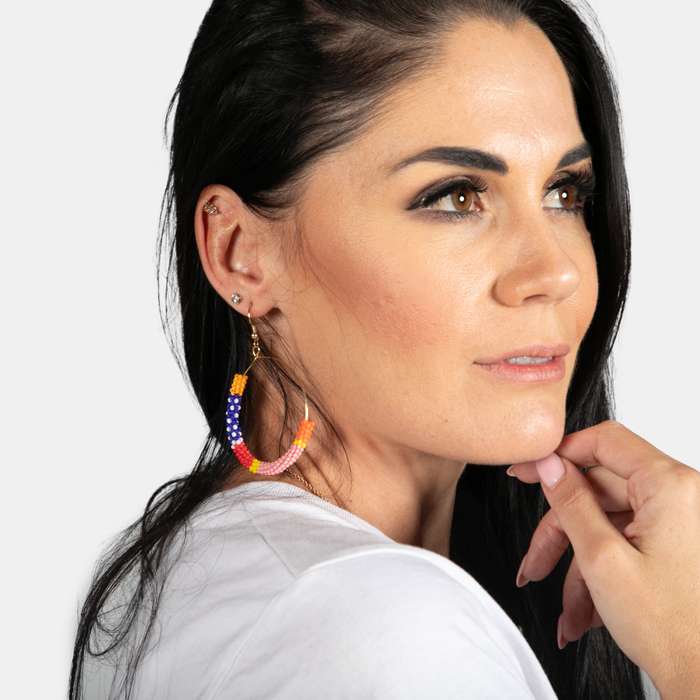 Merike Beaded Hoop Earrings