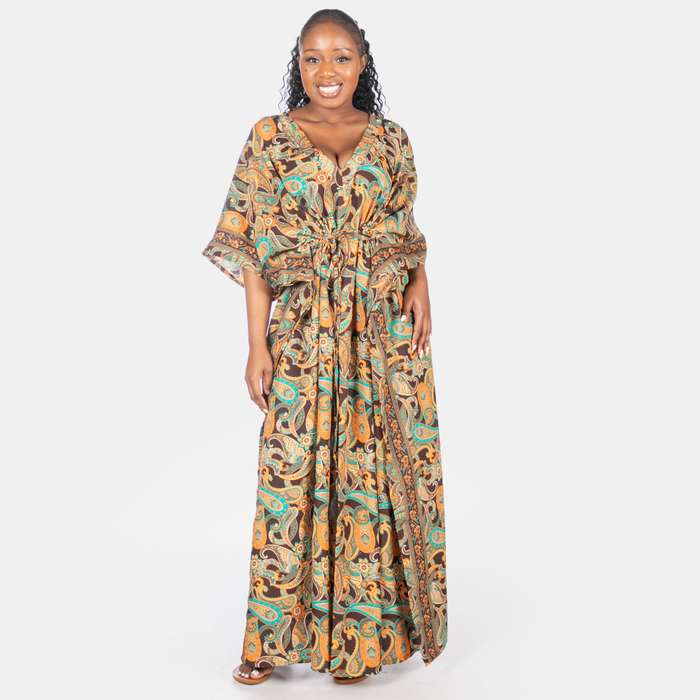 Women's Zanzibar Summer Silk Blend Kaftan - Chocolate