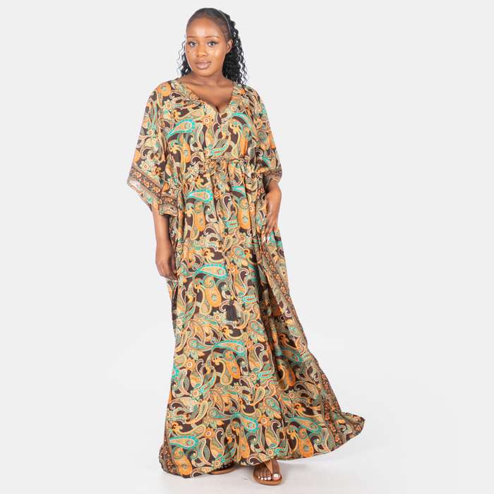 Women's Zanzibar Summer Silk Blend Kaftan - Chocolate