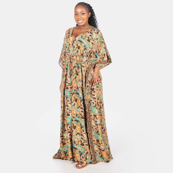Women's Zanzibar Summer Silk Blend Kaftan - Chocolate