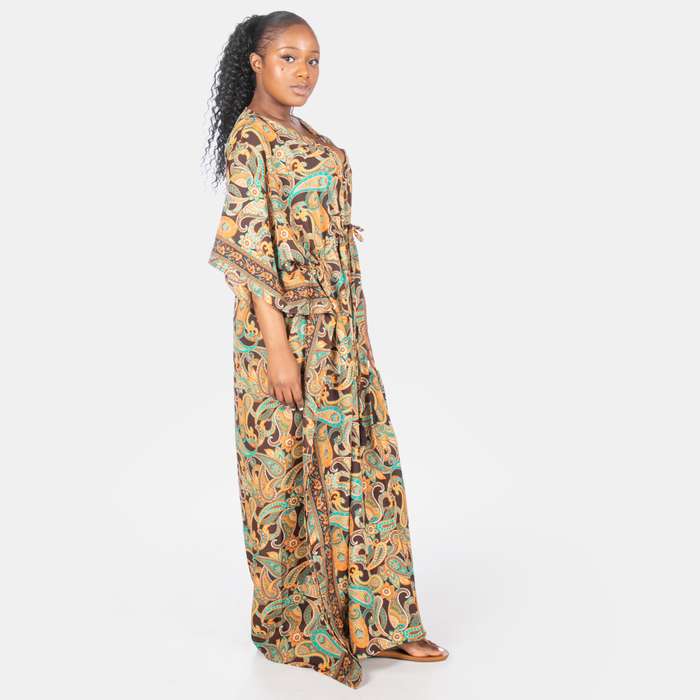 Women's Zanzibar Summer Silk Blend Kaftan - Chocolate