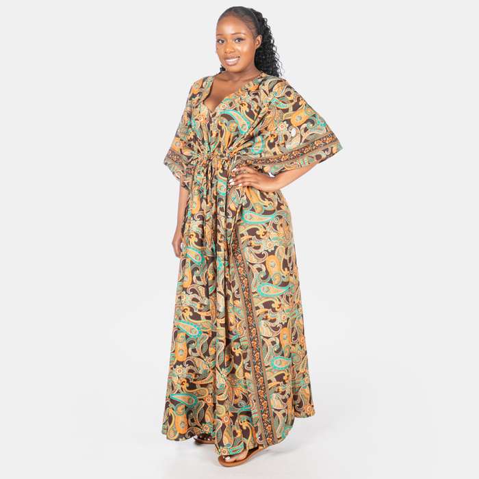 Women's Zanzibar Summer Silk Blend Kaftan - Chocolate