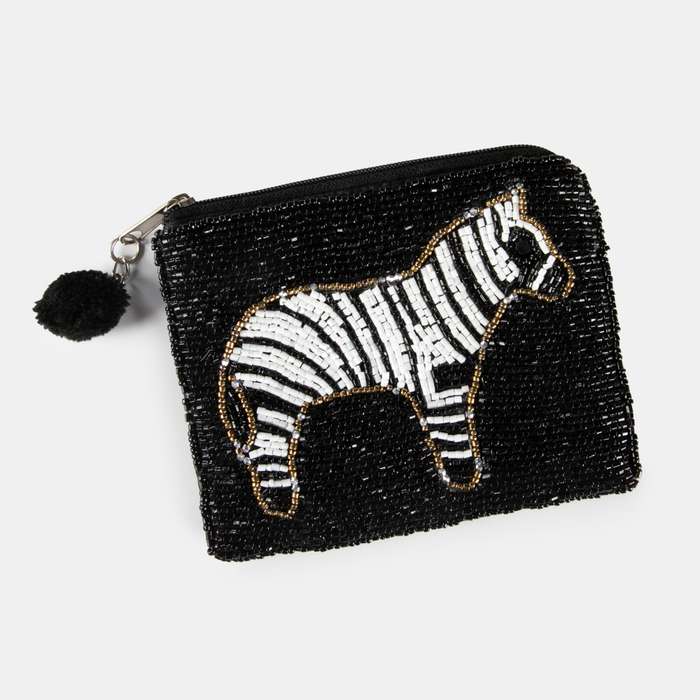 Zebra Hand Beaded Little Purse