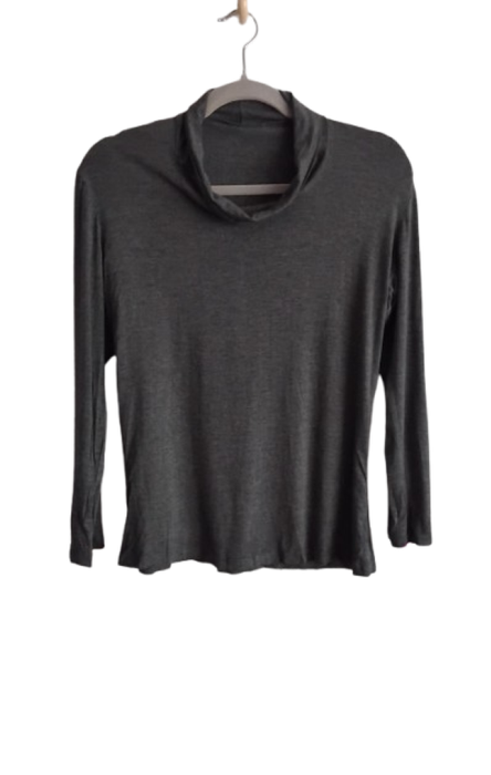 Grey Cowl Neck Top with Black "Netso" Top