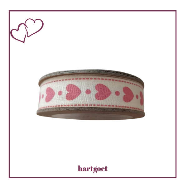 Printed Ribbon - Pink Hearts