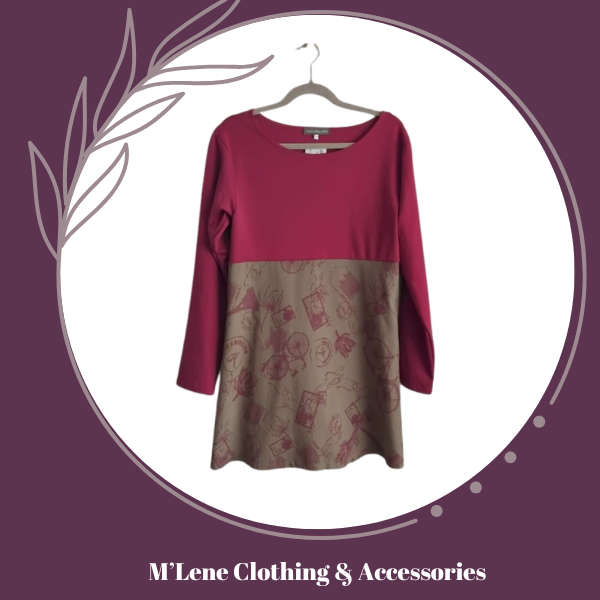 Winter Dress - Berry & Taupe