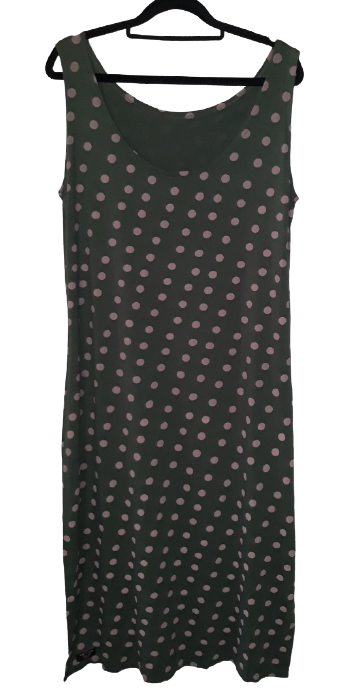 Printed tunic dress - military green & polkadots