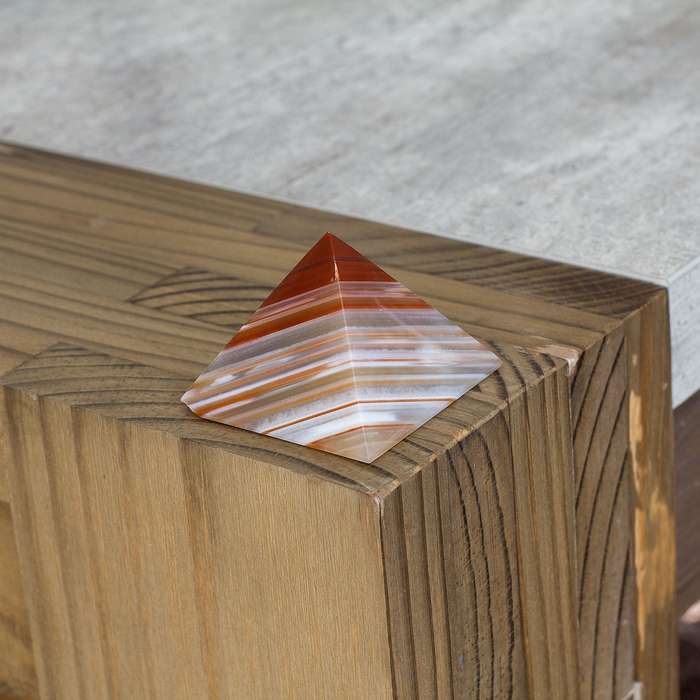 Agate Pyramid - Orange & White