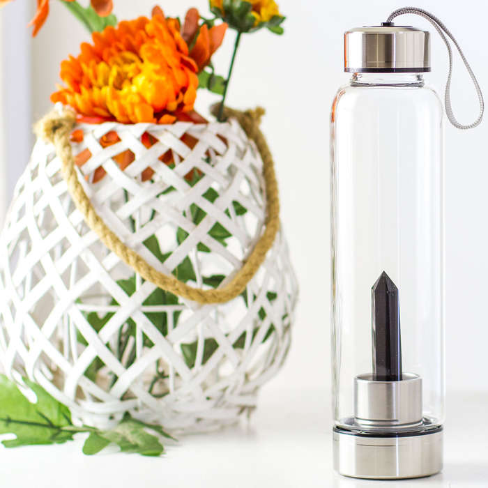 Crystal Essence Water Bottle - Black Obsidian