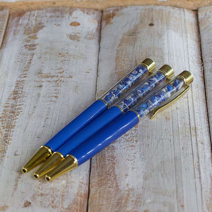 Crystal Gemstone Pen  - Gold - Lapis Lazuli
