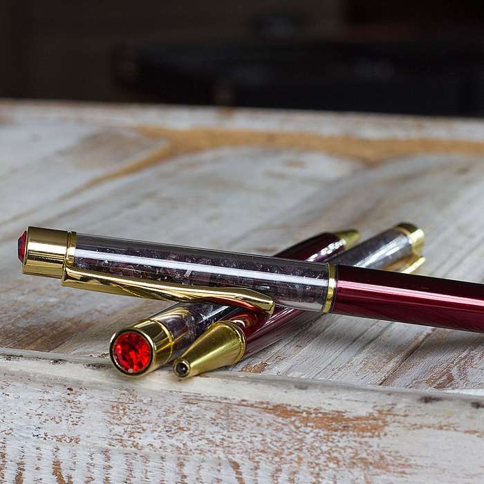 Crystal Gemstone Pen  - Gold - Garnet