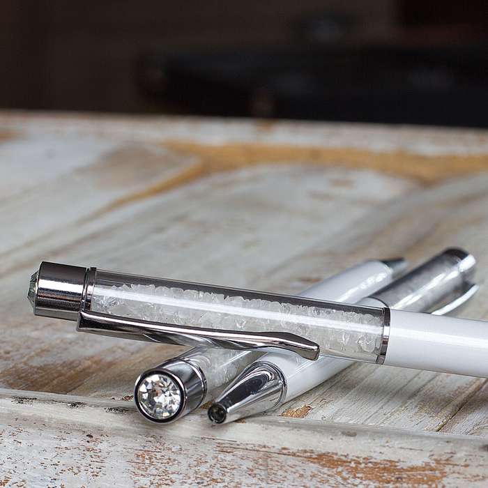 Crystal Gemstone Pen  - Silver - Quartz