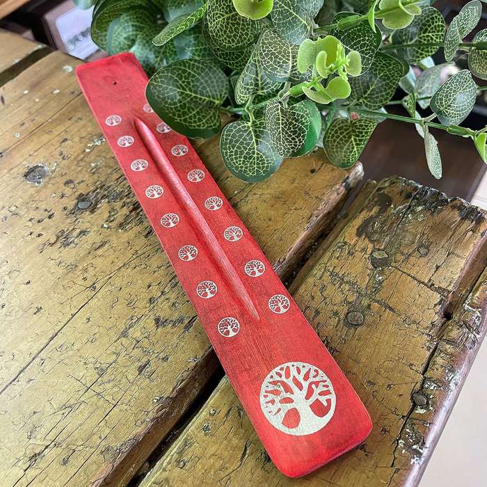 Wooden flat incense holder - Tree of life