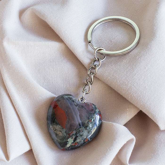 Heart Keyring - Bloodstone