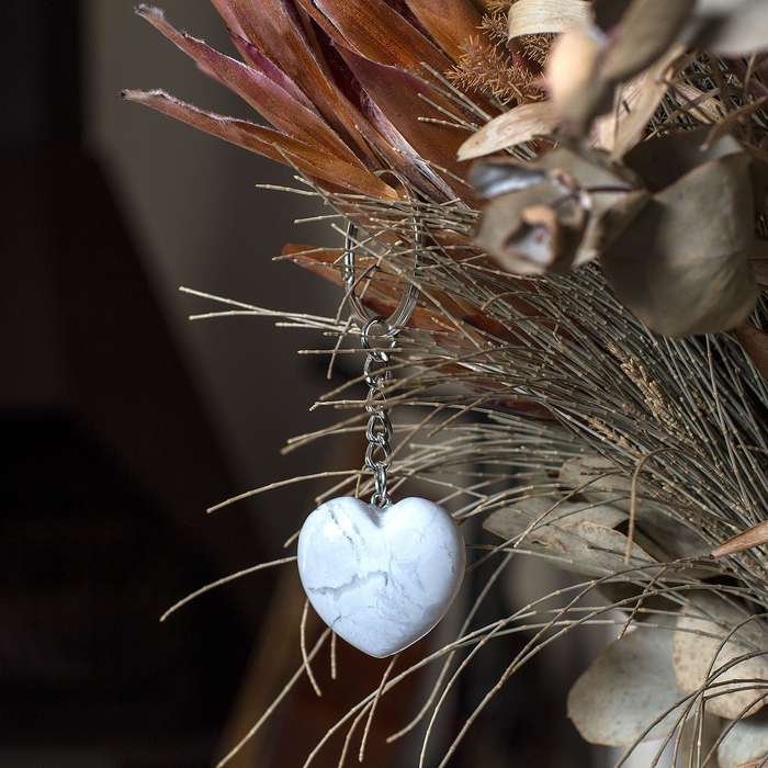 Heart Keyring - Howlite