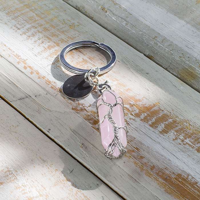 Hexagonal Keyring - Rose Quartz