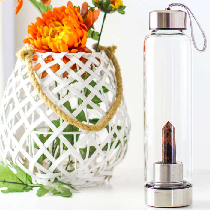Crystal Essence Water Bottle - Mahogany Obsidian