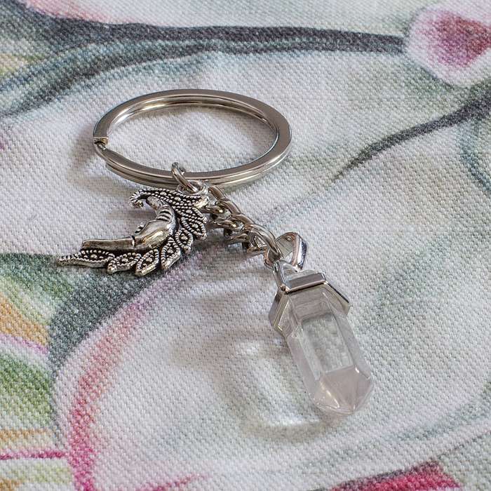 Moon Keyring - Clear Quartz