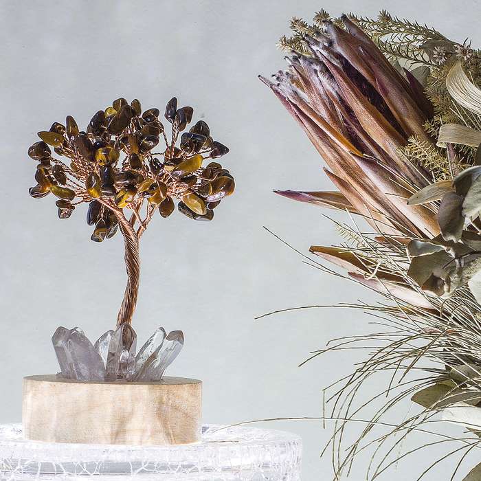 Crystal gemstone tree of life - Night light  - Tiger's Eye