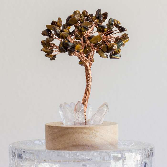 Crystal gemstone tree of life - Night light  - Tiger's Eye