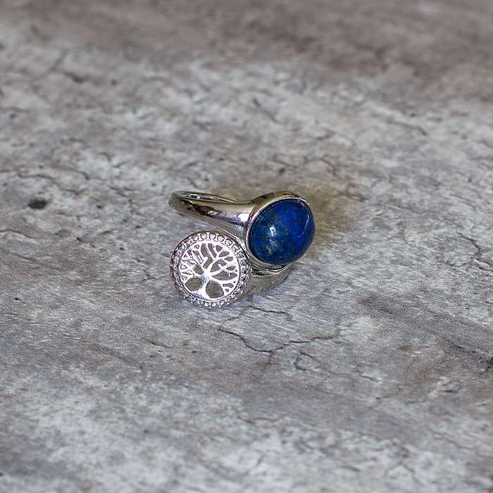 Tree of Life Adjustable Ring - Lapis Lazuli